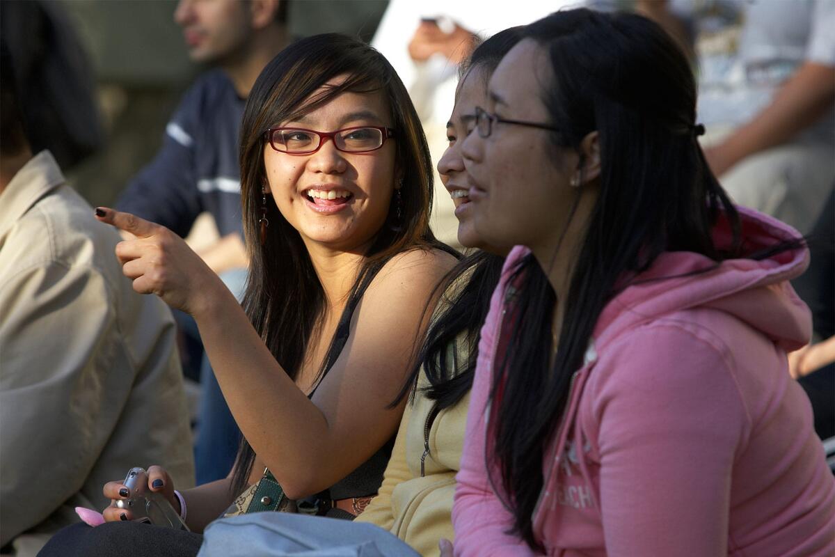 students talking