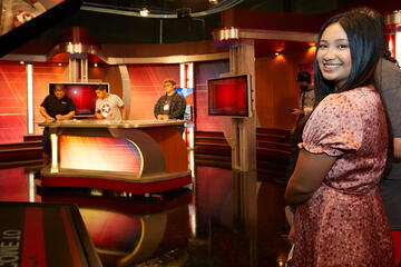 woman in TV studio