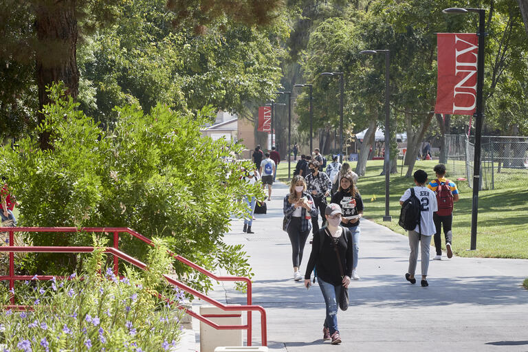 students walking outdoors at UNLV