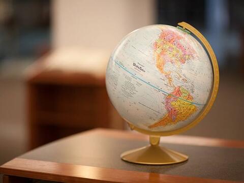 World Languages and Cultures World globe resting on an office desk
